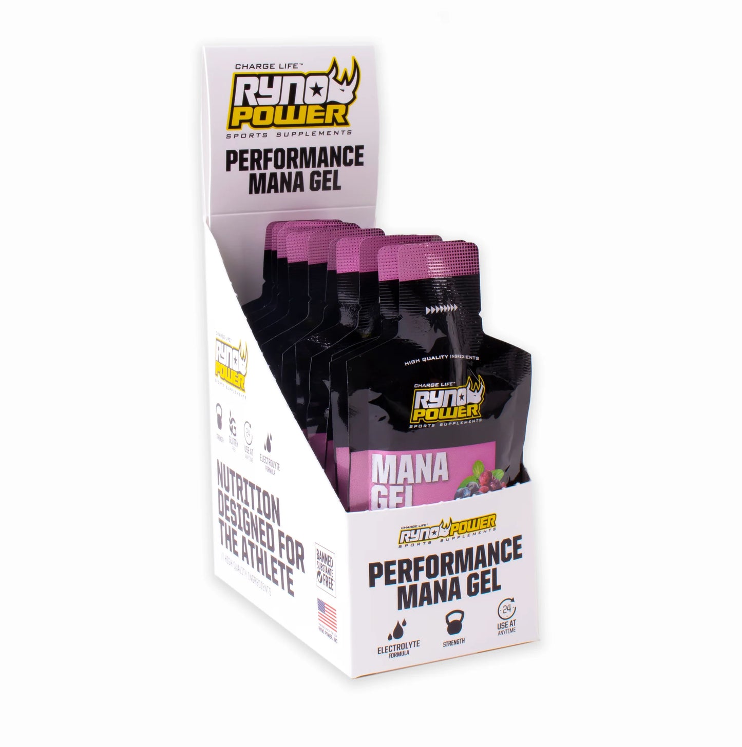 RYNO POWER Mana Performance Gel - Mixed Berries - 12 Pack
