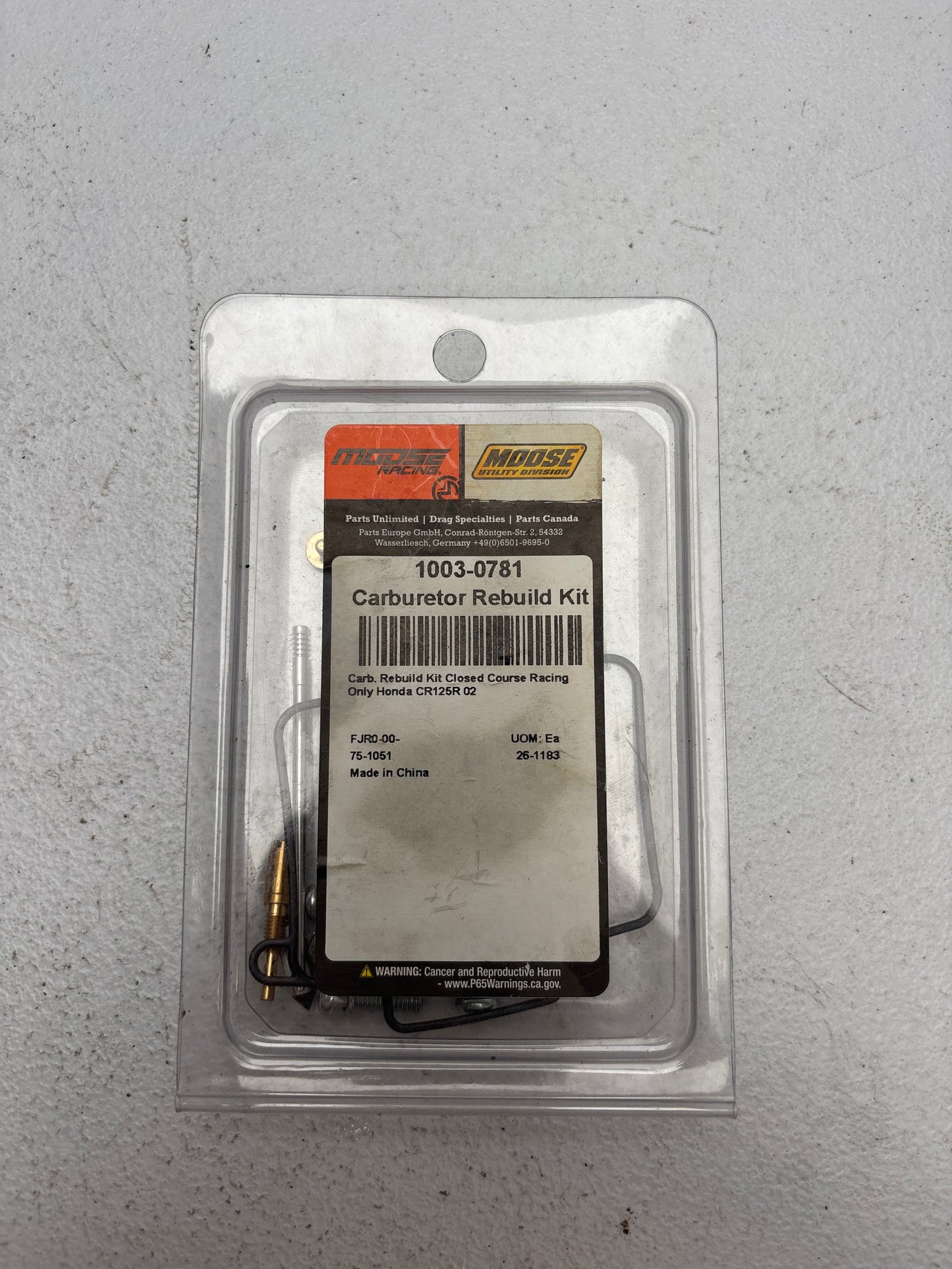 NEW 2002 Honda CR 125 Moose Racing Carburetor Repair Kit PN# 1003-0781 #C25
